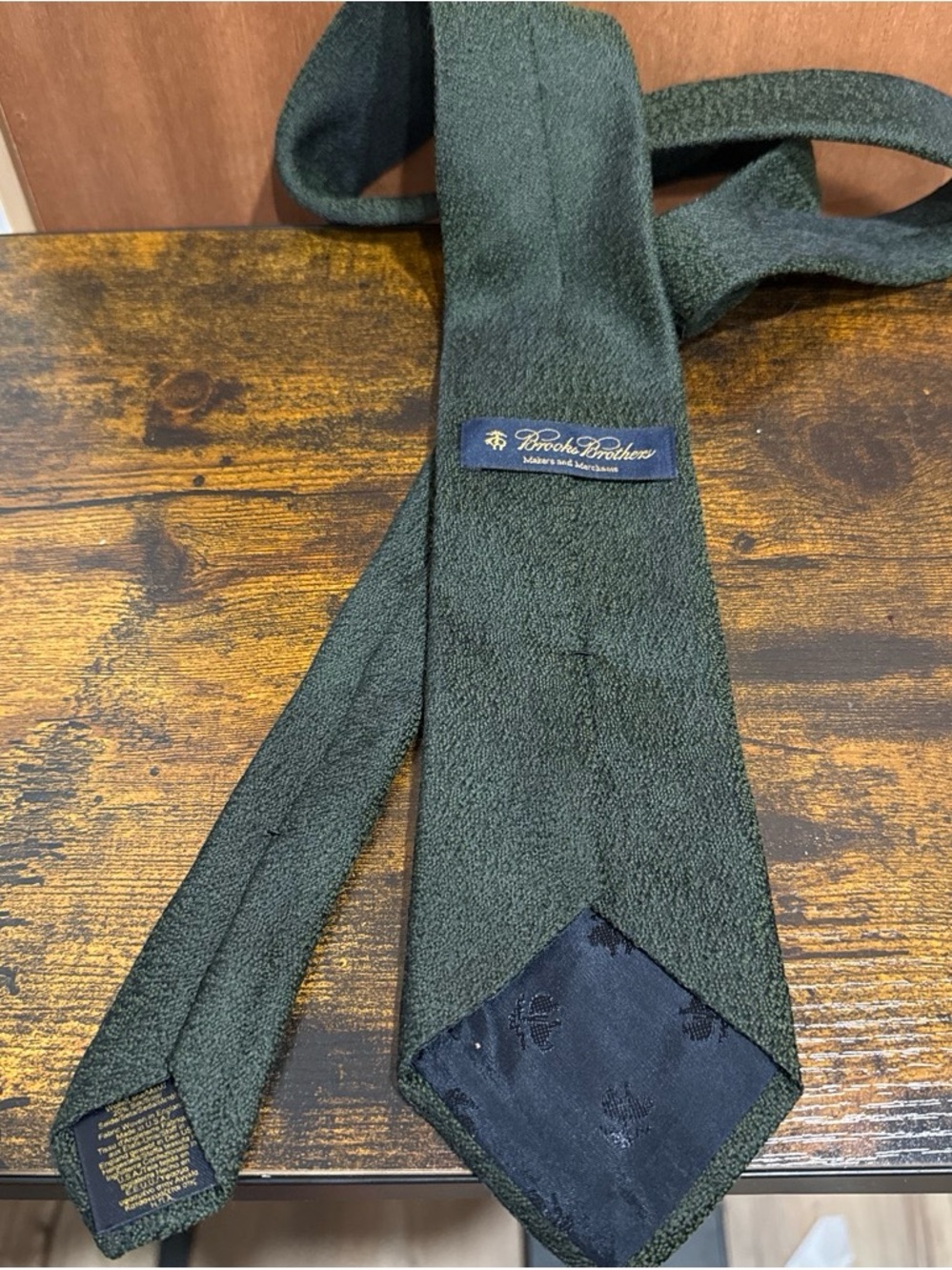 Brooks Brothers Dark Green Textured Silk Tie